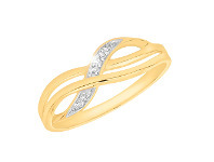 Shiels 9ct Yellow Gold Diamond Cross Over Ring with 6 Brilliant Diamonds offer