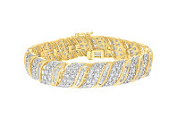 Shiels 9ct Yellow Gold 10.6 Carat Diamond 18.5cm Bracelet with Brilliants and Baguettes offer