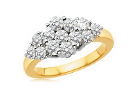 Shiels 18ct Yellow Gold Cluster Ring with 1.00 Carat of Diamonds offer