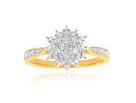 Shiels 9ct Yellow Gold Diamond Ring Set with 7 Round Diamonds offer