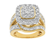 Shiels 9ct Yellow Gold 3 Carat Diamond Ring with Brilliant and Taperd Baguette Diamonds offer