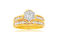 Shiels 9ct Yellow Gold & White Gold 2 Ring Bridal Set with 1 Carat of Diamonds offer