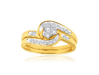 Shiels 9ct Yellow Gold 2 Ring Bridal Set with 0.25 Carats of Light Champagne Diamonds offer