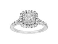 Shiels 9ct White Gold 1 Carat Princess Diamond Solitaire Ring with Brilliant Halo and Sides offer