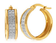 Shiels 9ct Yellow Gold Silver Filled Stardust Hoop Earrings offer