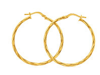 Shiels 9ct Yellow Gold Silver Filled Twist 30mm Hoop Earrings offer