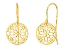 Shiels 9ct Yellow Gold Filligree Patterneed Silverfilled Drop Earrings offer