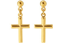 Shiels 9ct Yellow Gold Cross Drop Earrings offer
