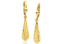 9ct Yellow Gold Bomber Diamond Cut Drop Earrings