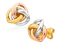 Shiels 9ct Yellow Gold, White Gold & Rose Gold Knot Stud Earrings offer