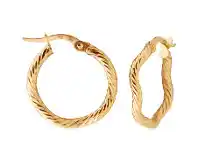 Shiels 9ct Yellow Gold Patterned Abstract 15mm Hoop Earrings offer
