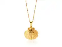 Shiels 9ct Yellow Gold Silver Filled Large Shell Pendant with 20 Gauge 45cm Chain offer