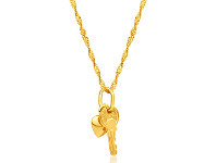 Shiels 9ct Yellow Gold Silver Filled Heart & Key Pendant with 45cm Chain offer