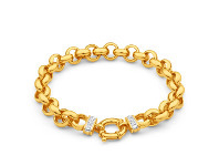 Shiels 9ct Yellow Gold Silver Filled Cubic Zirconia Belcher 20cm Bracelet offer