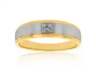 Shiels 9ct Yellow and White Gold Diamond Gents Ring offer