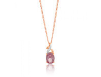 Shiels 9ct Rose Gold Created Peach Sapphire & Diamond Pendant offer