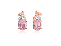 Shiels 9ct Rose Gold Created Peach Sapphire & Diamond Studs offer