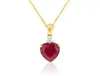 Shiels 9ct Yellow Gold Created Ruby and Diamond Enhancer Pendant offer