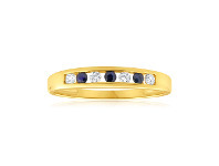 Shiels 9ct Yellow Gold Natural Sapphire and Cubic Zirconia Channel Set Ring offer