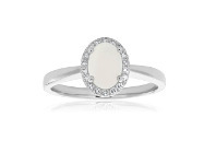 Shiels 9ct Natural White Opal 7x5mm and Diamond Halo Ring offer