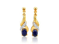 Shiels 9ct Alluring Yellow Gold Natural Sapphire and Diamond Drop Earrings offer