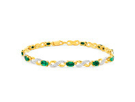 Shiels 9ct Yellow Gold Created Emerald and Diamond 18cm Infinity Bracelet offer
