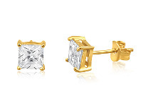 Shiels 9ct Yellow Gold Princess Cut Cubic Zirconia 5mm Stud Earrings offer