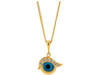 Shiels 9ct Yellow Gold Evil Eye Cubic Zirconia and Blue Enamel Pendant offer