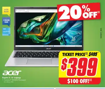 The Good Guys Aspire 3 15* Laptop offer