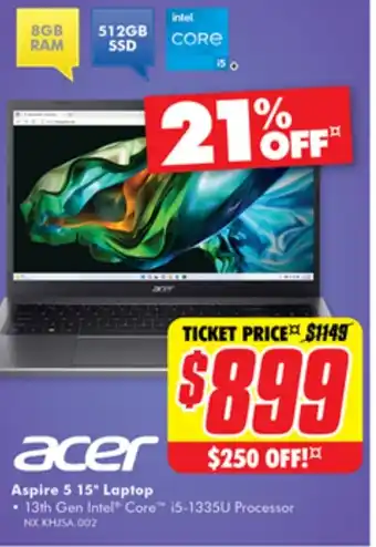 The Good Guys Aspire 5 15" Laptop offer