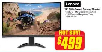 The Good Guys 27" QHD Curved Gaming Monitor offer