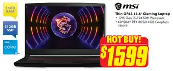 The Good Guys Thin GF63 15.6" Gaming Laptop offer