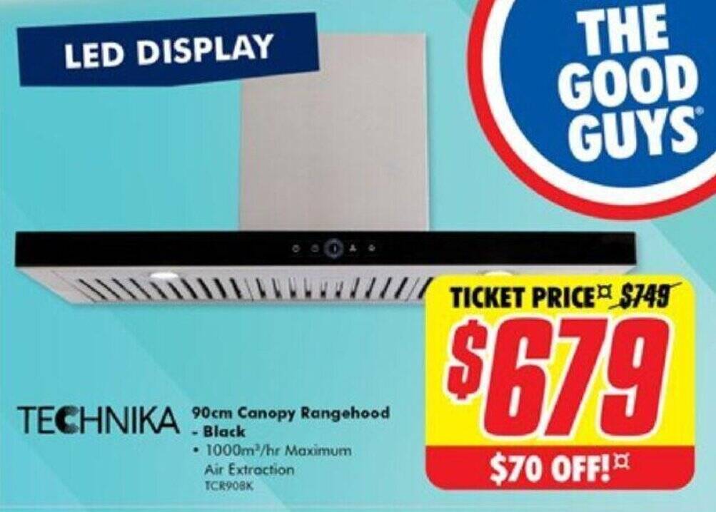 90cm Canopy Rangehood offer at The Good Guys