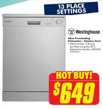 The Good Guys 60cm Freestanding Dishwasher - Stainless Steel offer