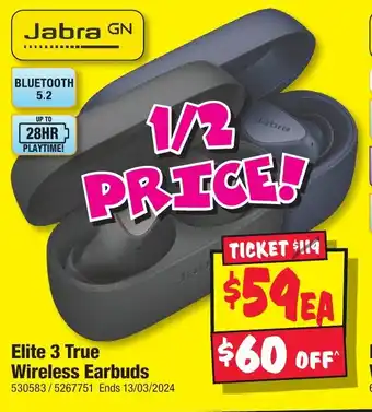 JB Hi-Fi Elite 3 True Wireless Earbuds offer
