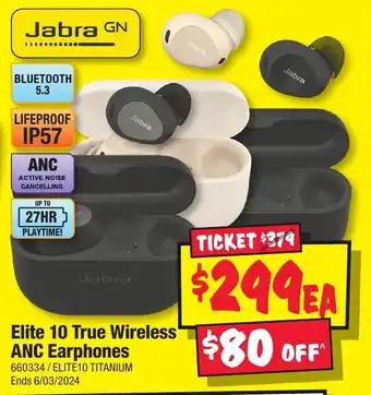 JB Hi-Fi Elite 10 True Wireless ANC Earphones offer