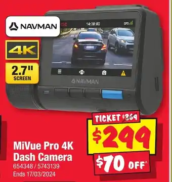 JB Hi-Fi MiVue Pro 4K Dash Camera offer