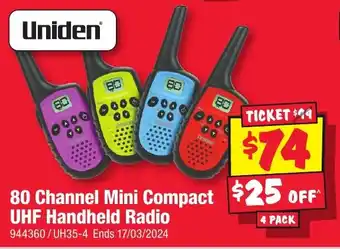 JB Hi-Fi 80 Channel Mini Compact UHF Handheld Radio offer