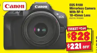 JB Hi-Fi EOS R100 Mirrorless Camera With RF-S 18-45mm Lens offer