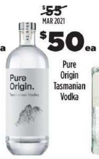 Liquorland Pure Origin Tasmanian Vodka offer