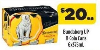 Liquorland Bundaberg Up & Cola Cans 6x375ml offer