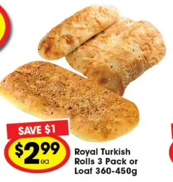 Ritchies Royal Turkish Roll 3 Pack or Loaf 350-450g offer