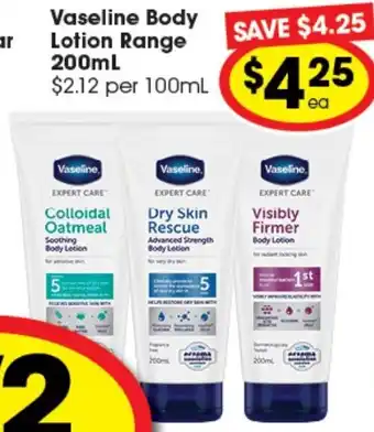 Vaseline Body Lotion Range 200ml
