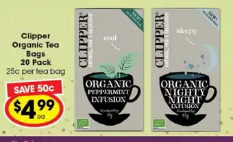 Ritchies Clipper Organic Tea Bags 20 Pack offer