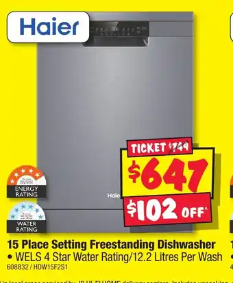 JB Hi-Fi 15 Place Setting Freestanding Dishwasher offer