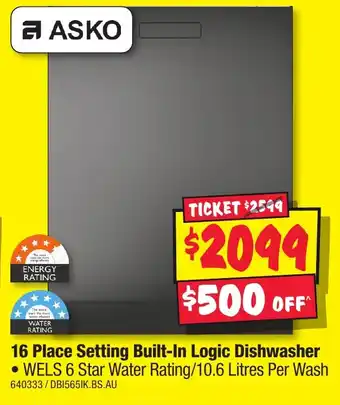 JB Hi-Fi 16 Place Setting Built-In Logic Dishwasher offer