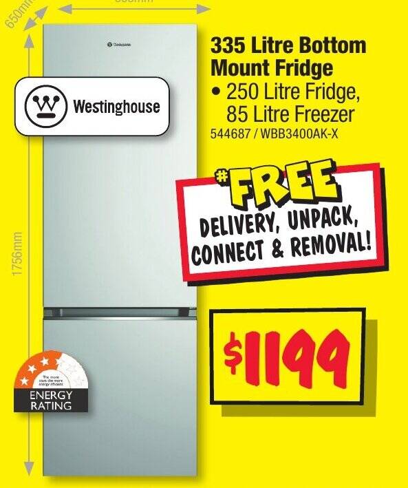 335 Litre Bottom Mount Fridge offer at JB HiFi