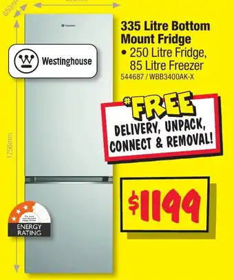 JB Hi-Fi 335 Litre Bottom Mount Fridge offer
