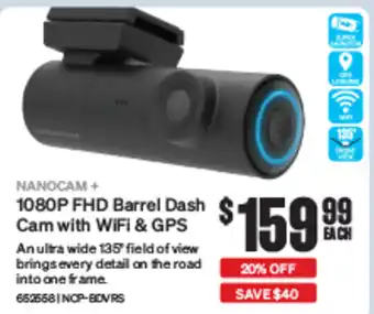 SuperCheap Auto 1080P FHD Barrel Dash Cam with WiFi & GPS offer