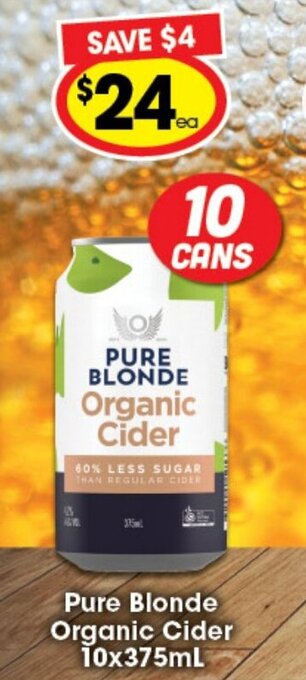 Pure Blonde Organic Cider 10x375ml